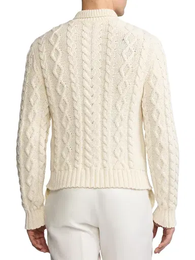 Ralph Lauren Purple Label Men's Cable-Knit Cotton-Blend Sweater - Classic Cream | Thumbnail 5 Ralph Lauren Purple Label Men's Cable-Knit Cotton-Blend Sweater - Classic Cream | Thumbnail 5