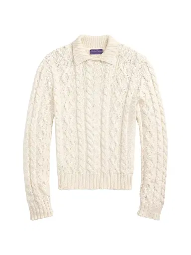 Ralph Lauren Purple Label Men's Cable-Knit Cotton-Blend Sweater - Classic Cream | Thumbnail 1 Ralph Lauren Purple Label Men's Cable-Knit Cotton-Blend Sweater - Classic Cream | Thumbnail 1