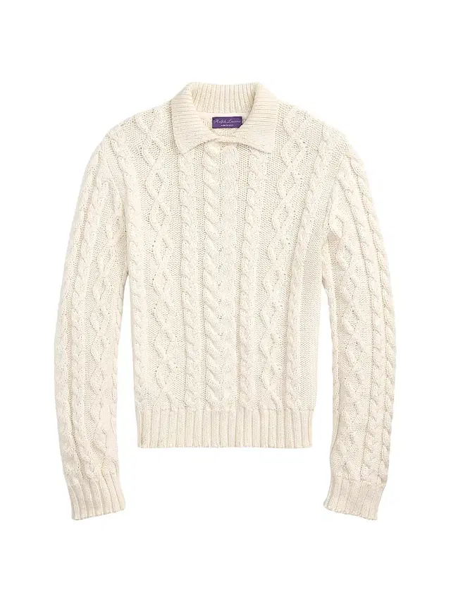 Men's Cable-Knit Cotton-Blend Sweater - Classic Cream