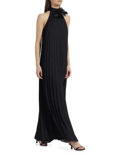 Ungaro Women's Blakely Pleated Halterneck Gown - Black | Thumbnail 2