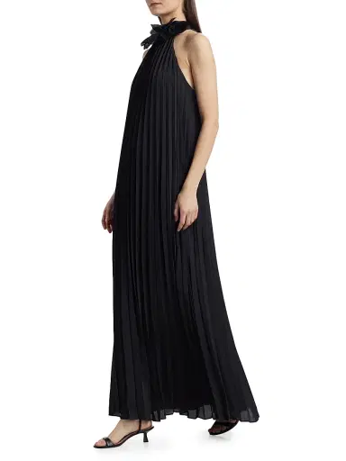 Ungaro Women's Blakely Pleated Halterneck Gown - Black | Thumbnail 4