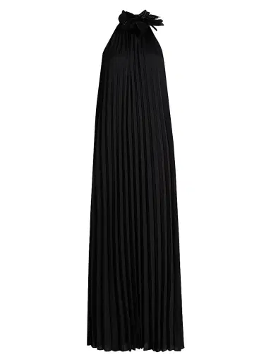 Ungaro Women's Blakely Pleated Halterneck Gown - Black | Thumbnail 1