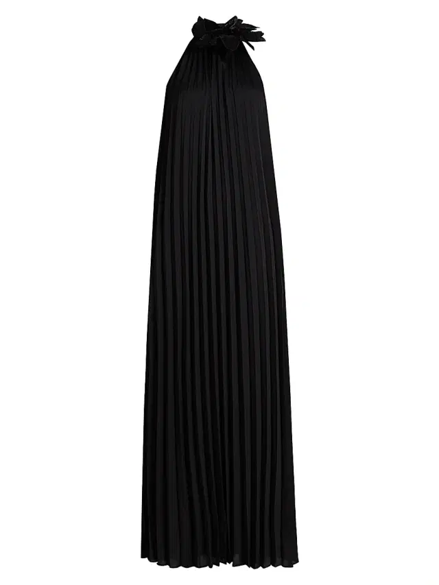 Ungaro Women's Blakely Pleated Halterneck Gown - Black