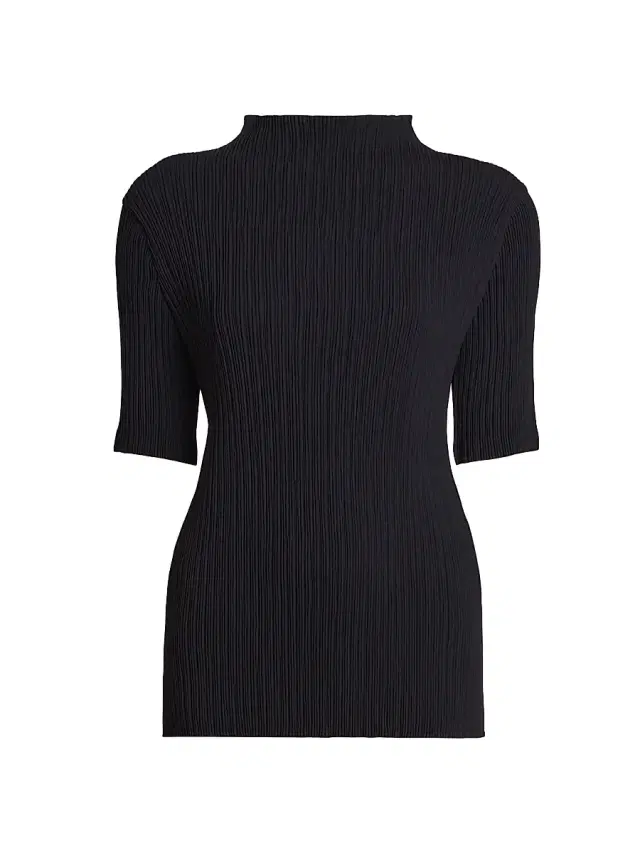 Issey Miyake Women's Hatching Pleats Top - Black
