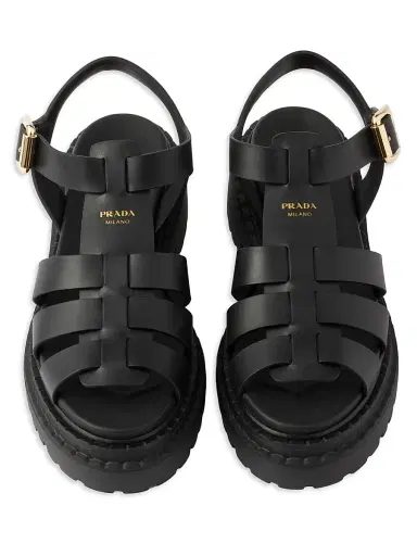Prada Women's Leather Fisherman's Sandals - Black - Size 10.5 | Thumbnail 2 Prada Women's Leather Fisherman's Sandals - Black - Size 10.5 | Thumbnail 2