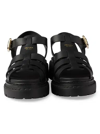 Prada Women's Leather Fisherman's Sandals - Black - Size 10.5 | Thumbnail 4 Prada Women's Leather Fisherman's Sandals - Black - Size 10.5 | Thumbnail 4