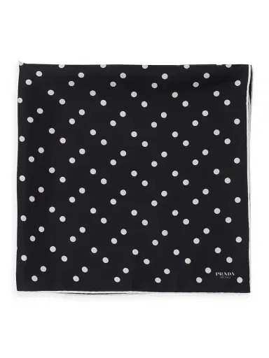 Prada Women's Printed Silk Twill 65CM Square Scarf - Black | Thumbnail 2