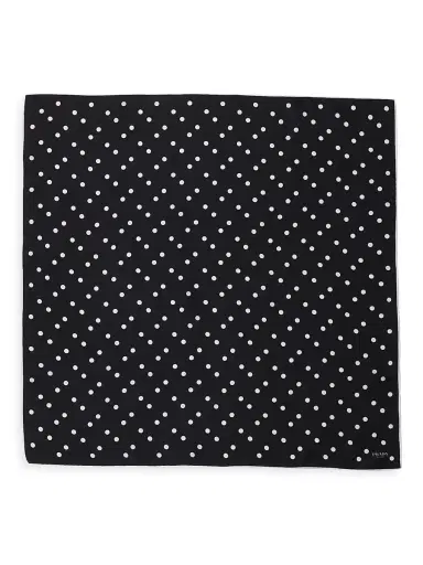 Prada Women's Printed Silk Twill 65CM Square Scarf - Black | Thumbnail 1
