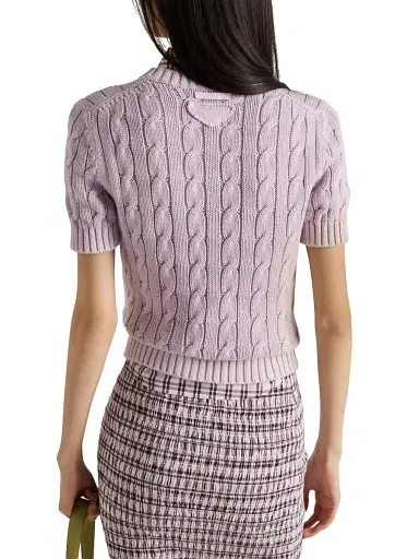 Prada Women's Cotton Crew-Neck Sweater - Purple | Thumbnail 3 Prada Women's Cotton Crew-Neck Sweater - Purple | Thumbnail 3