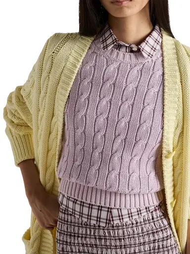 Prada Women's Cotton Crew-Neck Sweater - Purple | Thumbnail 4 Prada Women's Cotton Crew-Neck Sweater - Purple | Thumbnail 4