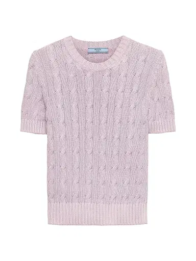 Prada Women's Cotton Crew-Neck Sweater - Purple | Thumbnail 1 Prada Women's Cotton Crew-Neck Sweater - Purple | Thumbnail 1