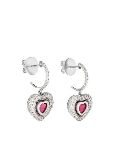 Kamyen Manaal Heart 18-karat White Gold, Enamel, Ruby And Diamond Earrings | Thumbnail 1 Kamyen Manaal Heart 18-karat White Gold, Enamel, Ruby And Diamond Earrings | Thumbnail 1