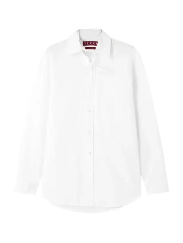 Tie-neck Cotton-poplin Shirt