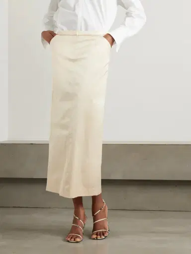 TOTEME Organic Cotton-blend Satin Midi Skirt | Thumbnail 3 TOTEME Organic Cotton-blend Satin Midi Skirt | Thumbnail 3