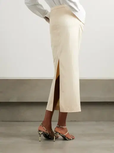 TOTEME Organic Cotton-blend Satin Midi Skirt | Thumbnail 4 TOTEME Organic Cotton-blend Satin Midi Skirt | Thumbnail 4