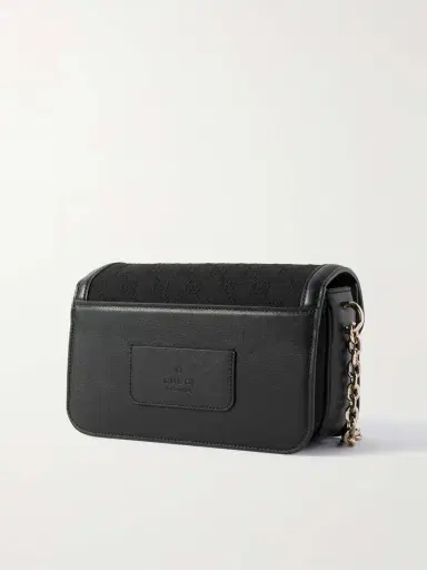 Gucci Leather-trimmed Canvas-jacquard Shoulder Bag | Thumbnail 3 Gucci Leather-trimmed Canvas-jacquard Shoulder Bag | Thumbnail 3
