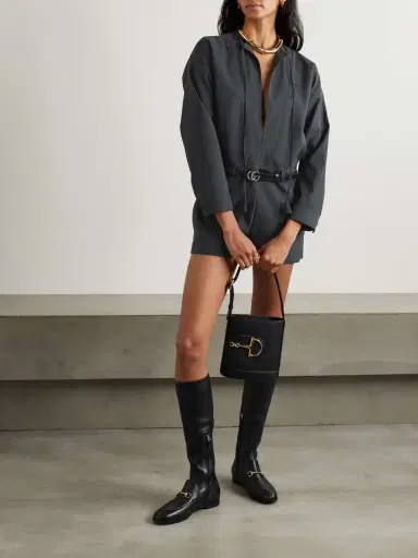 Gucci Tie-detailed Embroidered Wool Playsuit | Thumbnail 2