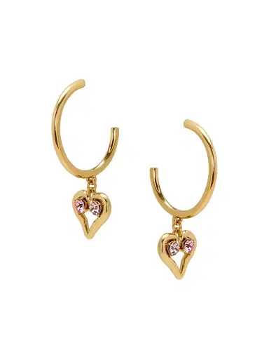 Oscar de la Renta Women's 14K-Gold-Plated & Glass Crystal Heart Drop Earrings - Light Rose | Thumbnail 1
