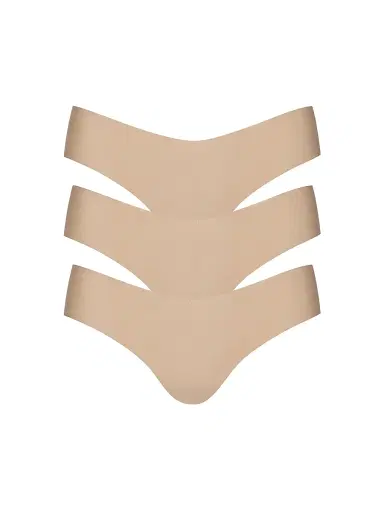 Commando Women's Invisible Rib Thong 3-Pack - Beige | Thumbnail 1
