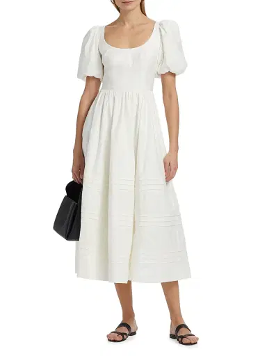 Reformation Women's Everlyn Stretch Cotton Poplin Midi-Dress - White - Size 4 | Thumbnail 3 Reformation Women's Everlyn Stretch Cotton Poplin Midi-Dress - White - Size 4 | Thumbnail 3