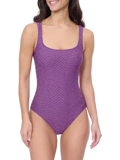 Gottex Swimwear Women's Textured Back Cut-Out One-Piece Swimsuit - Purple - Size 12 | Thumbnail 1