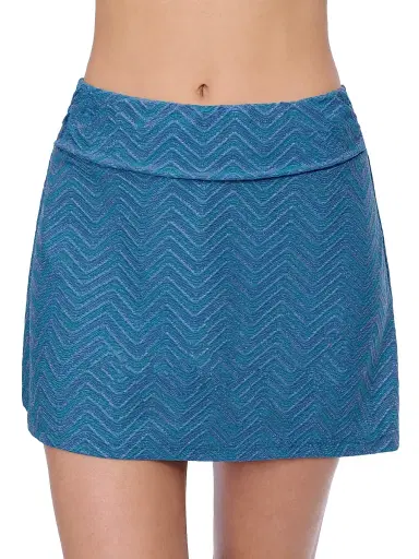 Gottex Swimwear Women's Chevron Stretch Swim Skirt - Jade | Thumbnail 1