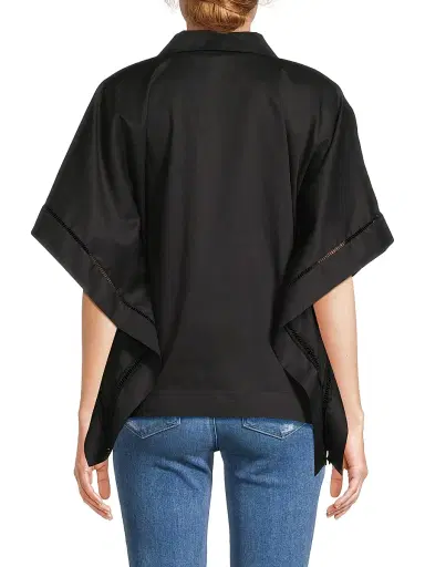 Harshman Women's Harpa Pleated Cotton Shirt - Black | Thumbnail 5