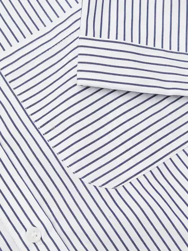 Harshman Women's Naya Wrapped Shirt Dress - Navy Pinstripes - Size Large | Thumbnail 6 Harshman Women's Naya Wrapped Shirt Dress - Navy Pinstripes - Size Large | Thumbnail 6