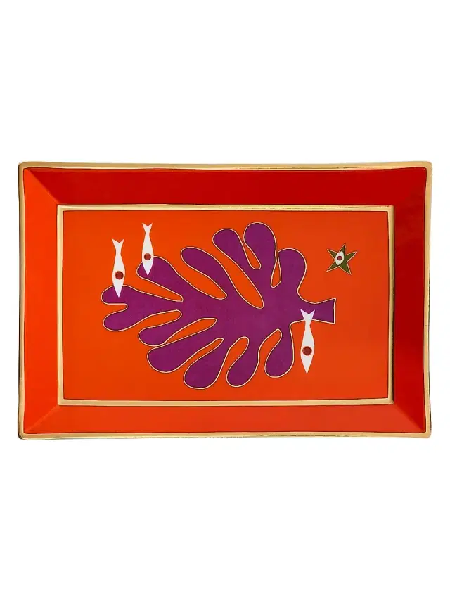 Jonathan Adler Playa Rectangular Tray - Orange Red