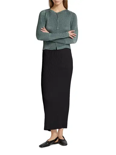 Issey Miyake Women's Hatching Pleats Maxi Skirt - Black - Size Medium | Thumbnail 2