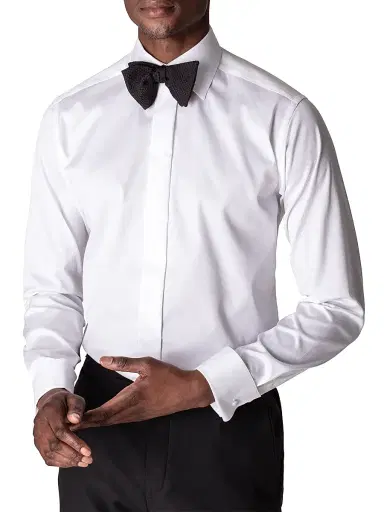Eton Men's Slim-Fit Fly Front Twill Tuxedo Shirt - White - Size 17.5 | Thumbnail 2