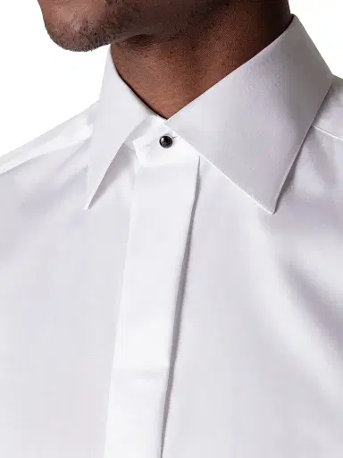 Eton Men's Slim-Fit Fly Front Twill Tuxedo Shirt - White - Size 17.5 | Thumbnail 4