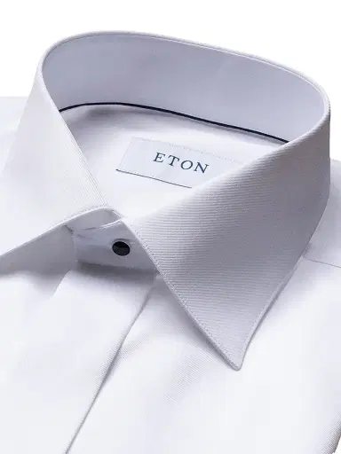 Eton Men's Slim-Fit Fly Front Twill Tuxedo Shirt - White - Size 17.5 | Thumbnail 5