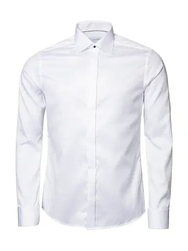 Eton Men's Slim-Fit Fly Front Twill Tuxedo Shirt - White - Size 17.5 | Thumbnail 1
