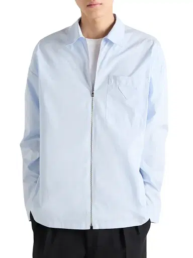 Prada Men's Cotton Zipper Shirt - Blue - Size XXXL | Thumbnail 2 Prada Men's Cotton Zipper Shirt - Blue - Size XXXL | Thumbnail 2