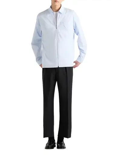 Prada Men's Cotton Zipper Shirt - Blue - Size XXXL | Thumbnail 6 Prada Men's Cotton Zipper Shirt - Blue - Size XXXL | Thumbnail 6