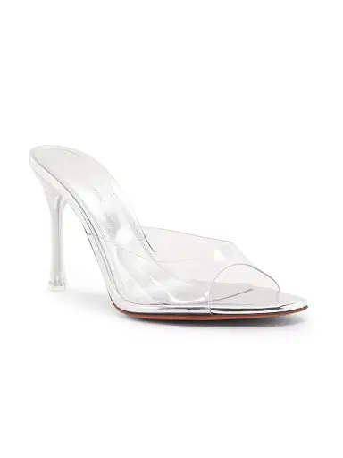 Amina Muaddi Women's Alexa 95MM Transparent PVC Mules | Thumbnail 2 Amina Muaddi Women's Alexa 95MM Transparent PVC Mules | Thumbnail 2