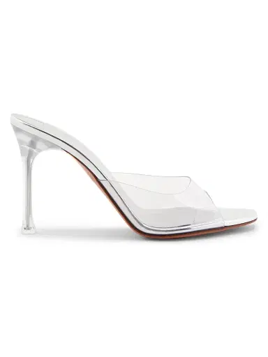 Amina Muaddi Women's Alexa 95MM Transparent PVC Mules | Thumbnail 1 Amina Muaddi Women's Alexa 95MM Transparent PVC Mules | Thumbnail 1