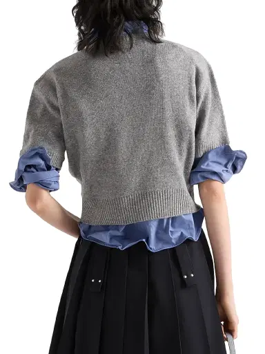 Prada Women's Wool and Cashmere Intarsia Sweater - Grey | Thumbnail 3
