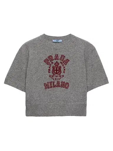 Prada Women's Wool and Cashmere Intarsia Sweater - Grey | Thumbnail 1