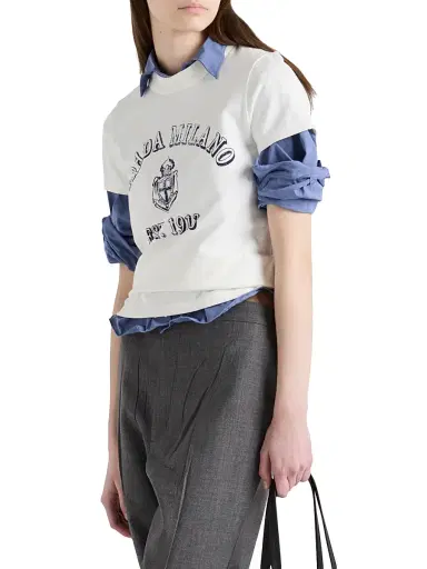 Prada Women's Printed Jersey T-Shirt - White | Thumbnail 2 Prada Women's Printed Jersey T-Shirt - White | Thumbnail 2