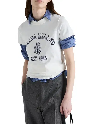 Prada Women's Printed Jersey T-Shirt - White | Thumbnail 3 Prada Women's Printed Jersey T-Shirt - White | Thumbnail 3