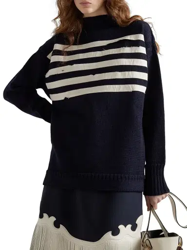 Prada Women's Oversized Wool Sweater - Blue | Thumbnail 2 Prada Women's Oversized Wool Sweater - Blue | Thumbnail 2