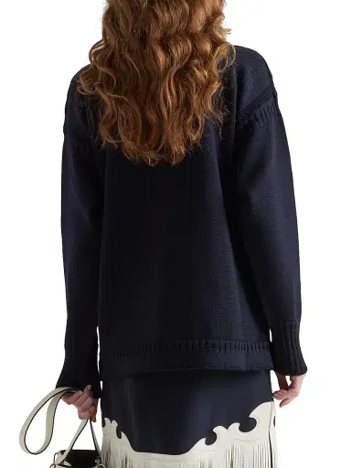 Prada Women's Oversized Wool Sweater - Blue | Thumbnail 3 Prada Women's Oversized Wool Sweater - Blue | Thumbnail 3
