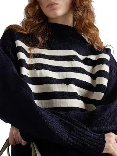 Prada Women's Oversized Wool Sweater - Blue | Thumbnail 4 Prada Women's Oversized Wool Sweater - Blue | Thumbnail 4