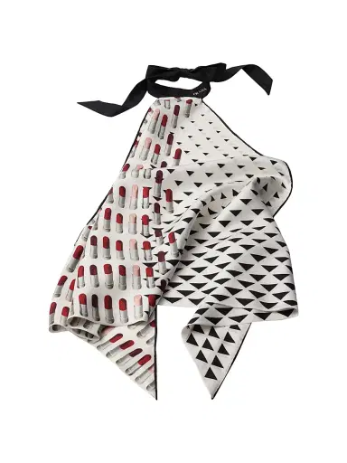 Prada Women's Printed Silk Twill Halter Top - Black | Thumbnail 1