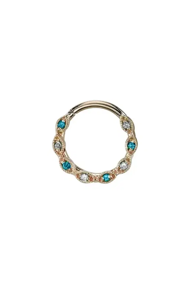 BVLA Blue Topaz Diamond Violet Hinge Ear Ring
