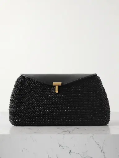 TOTEME T-lock Woven Leather Clutch | Thumbnail 1 TOTEME T-lock Woven Leather Clutch | Thumbnail 1