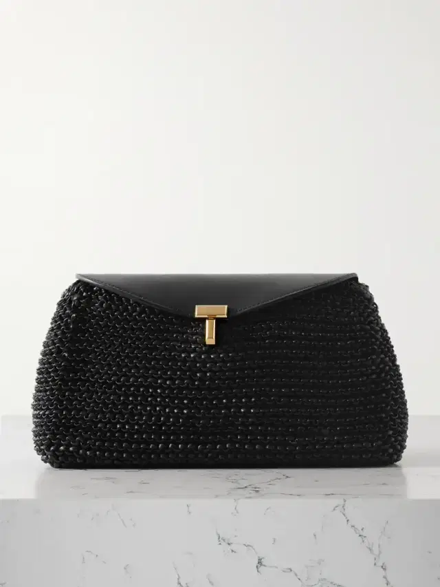 T-lock Woven Leather Clutch