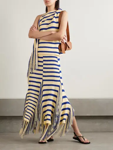 Proenza Schouler Yves Asymmetric Fringed Striped Top | Thumbnail 2 Proenza Schouler Yves Asymmetric Fringed Striped Top | Thumbnail 2